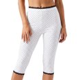 thumbnail image 1 of Pantalones capri para mujer, cintura elástica con ribete de encaje, largo 3/4, estilo cropped, para uso diario informal., 1 of 9