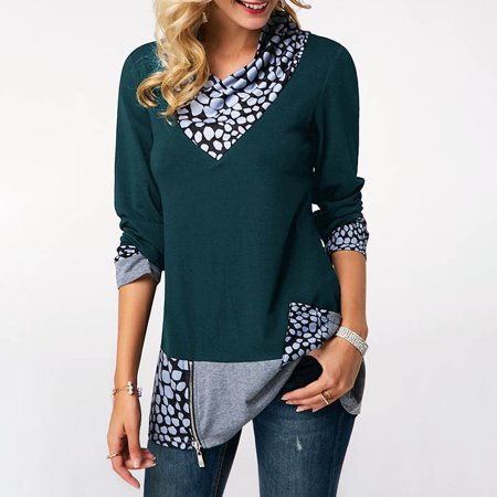 Long Sleeve Printed Button Detail T Shirt