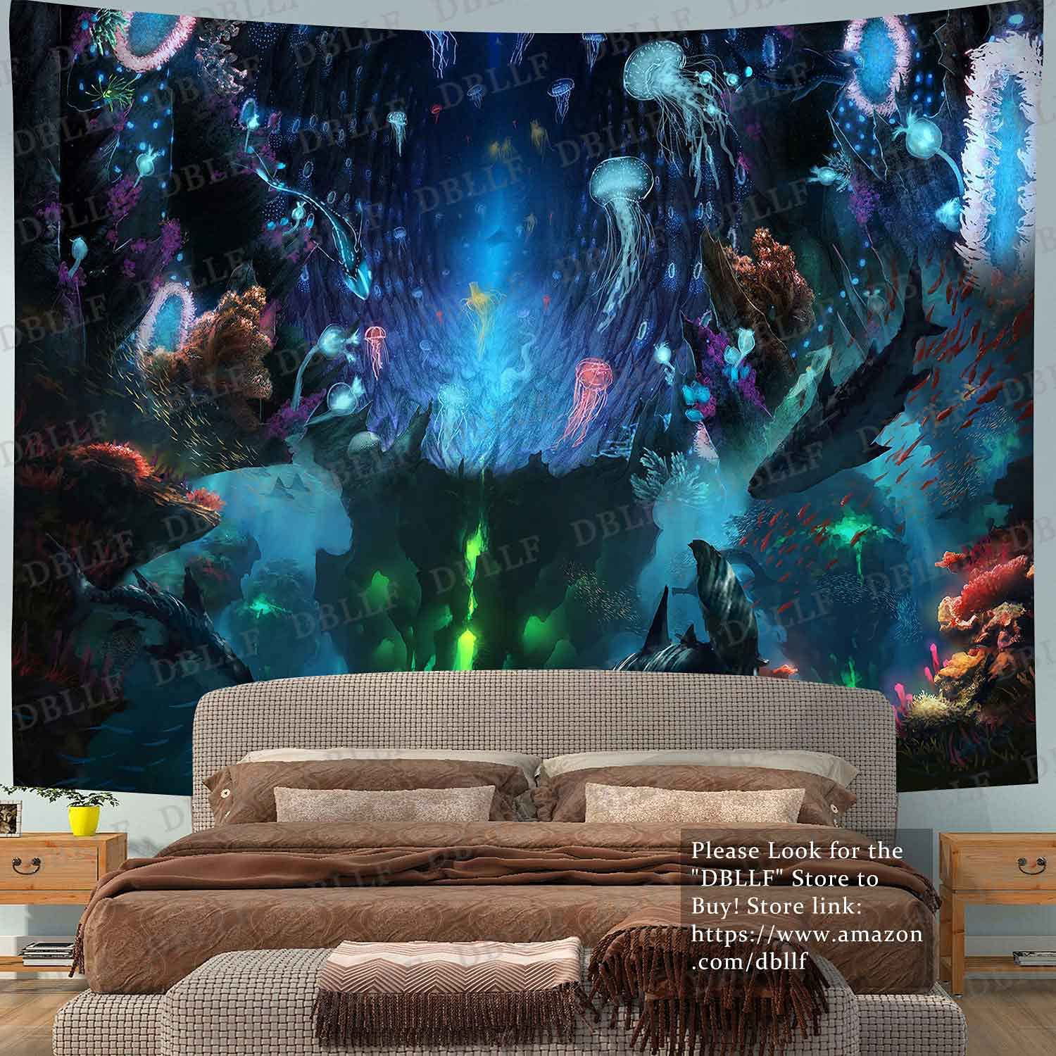 Sea Ocean Fish World Tapestry Wall Hanging Home Wall Blanket Room Art Tapestries 
