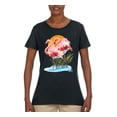 thumbnail image 2 of Wild Bobby, Flamingo Love Print, Animal Lover, Women Graphic Tee, Black, Small, 2 of 4