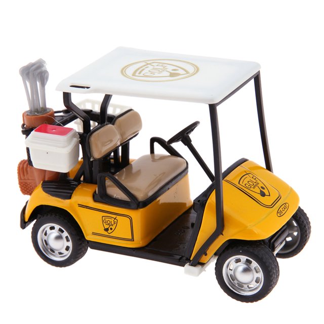 1/36 Golf Car Model Toy Easy Operation Pullback Action Simulation Golf Cart Model Toy with Light Music for Children Holiday Gift Yellow