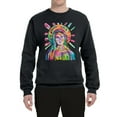 thumbnail image 2 of Wild Bobby Rainbow Painted Mother Mary Dean Russo Design Inspirational/Christian Unisex Crewneck Sweatshirt, Black, Small, 2 of 6