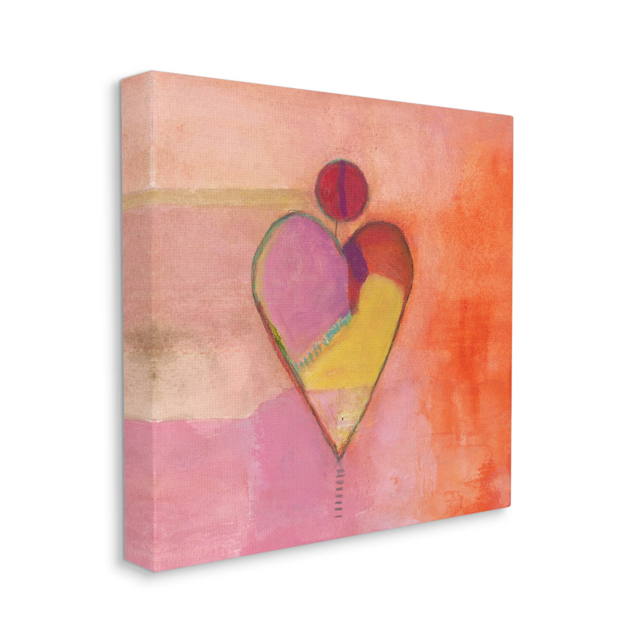 Bold Heart Circle Pattern Abstract Painting Gallery Wrapped Canvas Print Wall Art