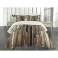 thumbnail image 3 of Ambesonne Wooden Print Quilted Bedspread Set 3 Pcs, Old Floor Rustic Style, King Size, Brown, 3 of 5
