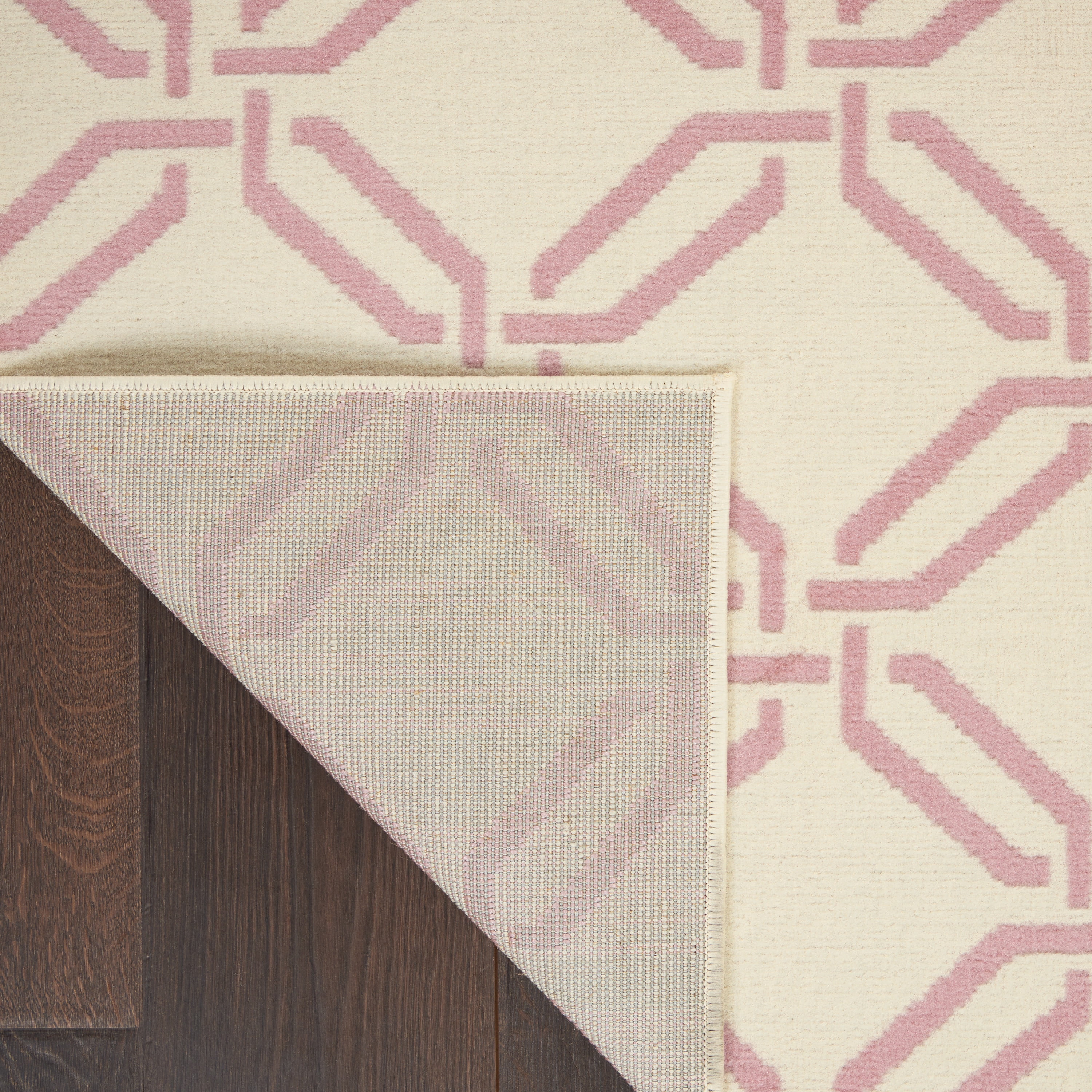 Nourison Bliss Transitional Trellis Ivory/Pink 6' x 9' Area Rug, (6' x 9')