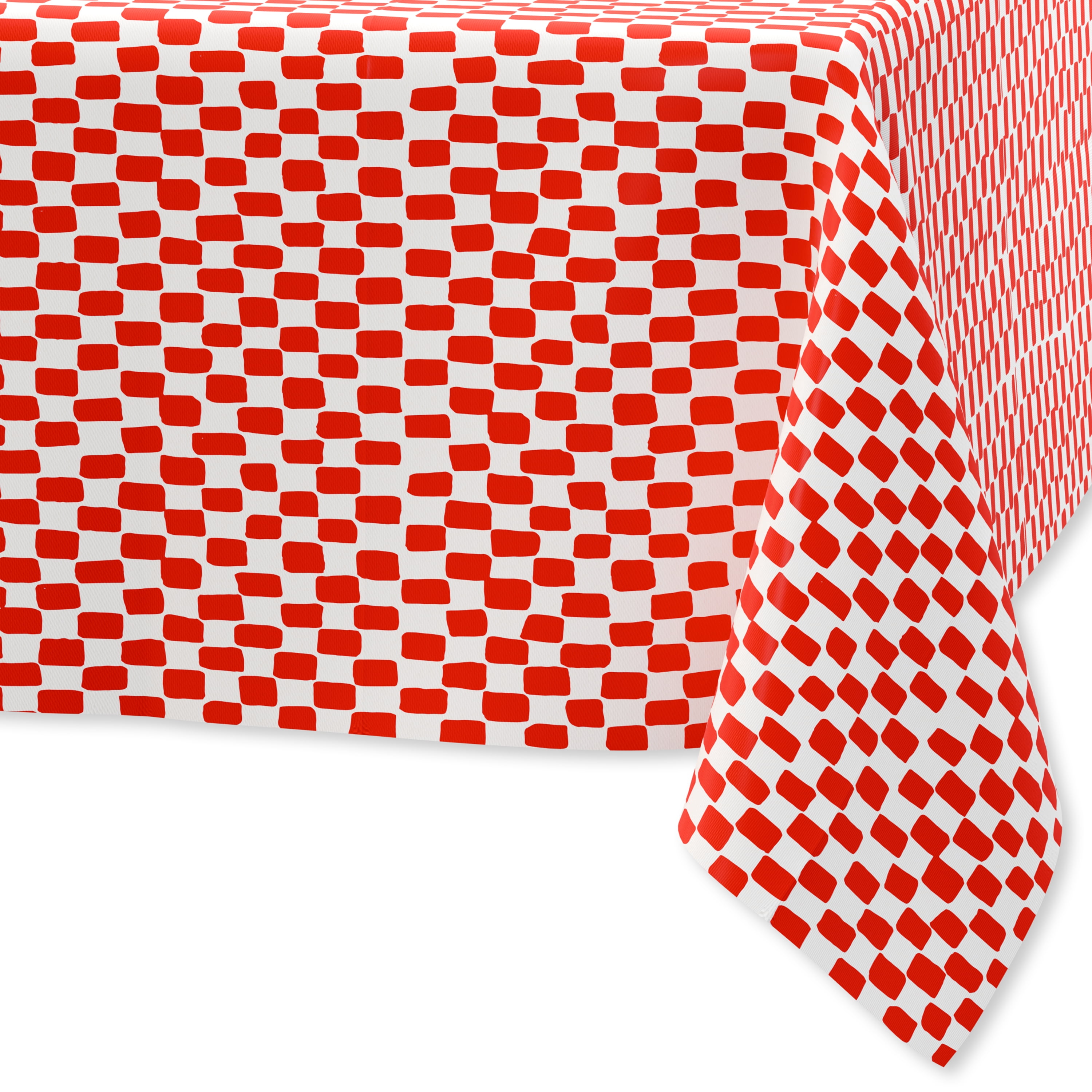 Bright Tides Rectangular Red and White Gingham Paper Table Cover, 54" x 84", by Way To Celebrate
