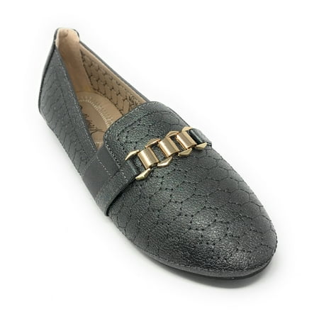 

Victoria K Women s Sparkling Quilted Finish With Gold Chain Ballerina Flats