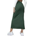 thumbnail image 2 of Slit Long Skirt, Bodycon Long Skirt Solid Color Elastic Easy Matching  For Vacation Green,Red,Brownness,Brown,Black, 2 of 6