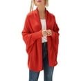 thumbnail image 2 of para Mujer: Suéter Holgado de Punto con de Murciélago y Gran Tamaño. Rojo Óxido Talla Única, 2 of 10
