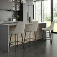 thumbnail image 6 of Amisco Harper 26 In. Swivel Counter Stool - Light Beige & Grey Bouclé Polyester / Black Metal, 6 of 9