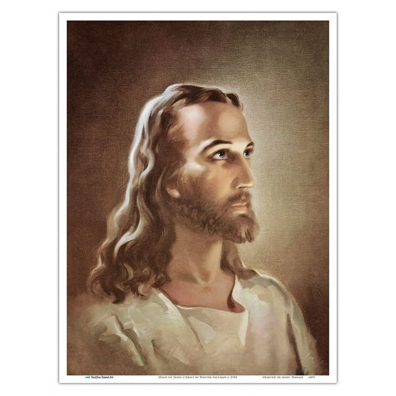 Head of Jesus Christ - Vintage Religious Art by Walter Sallman c.1941 - Master Art Print (Unframed) 9in x 12in