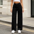 thumbnail image 5 of Women's High Waist Sparkly Rhinestone Wide Leg Jeans Loose Straight Denim Pants with Pockets Vintage Y2K Streetwear Fashion Bottoms Black, 5 of 9