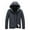 Dark Gray, variant on Puffer Down Jacket Mens Mid-weight Quilted Full Zip Up Hoodie Winter Coat Long Sleeve Windproof Outerwear (L, Dark Blue)