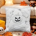 thumbnail image 5 of Halloween Embroidered Pumpkin Ghost Throw Pillow Cover, 18x18 Farmhouse Cushion Case, Soft Polyester, Hidden Zipper, Fall Decor for Sofa Bed by MPOISVA, 5 of 7