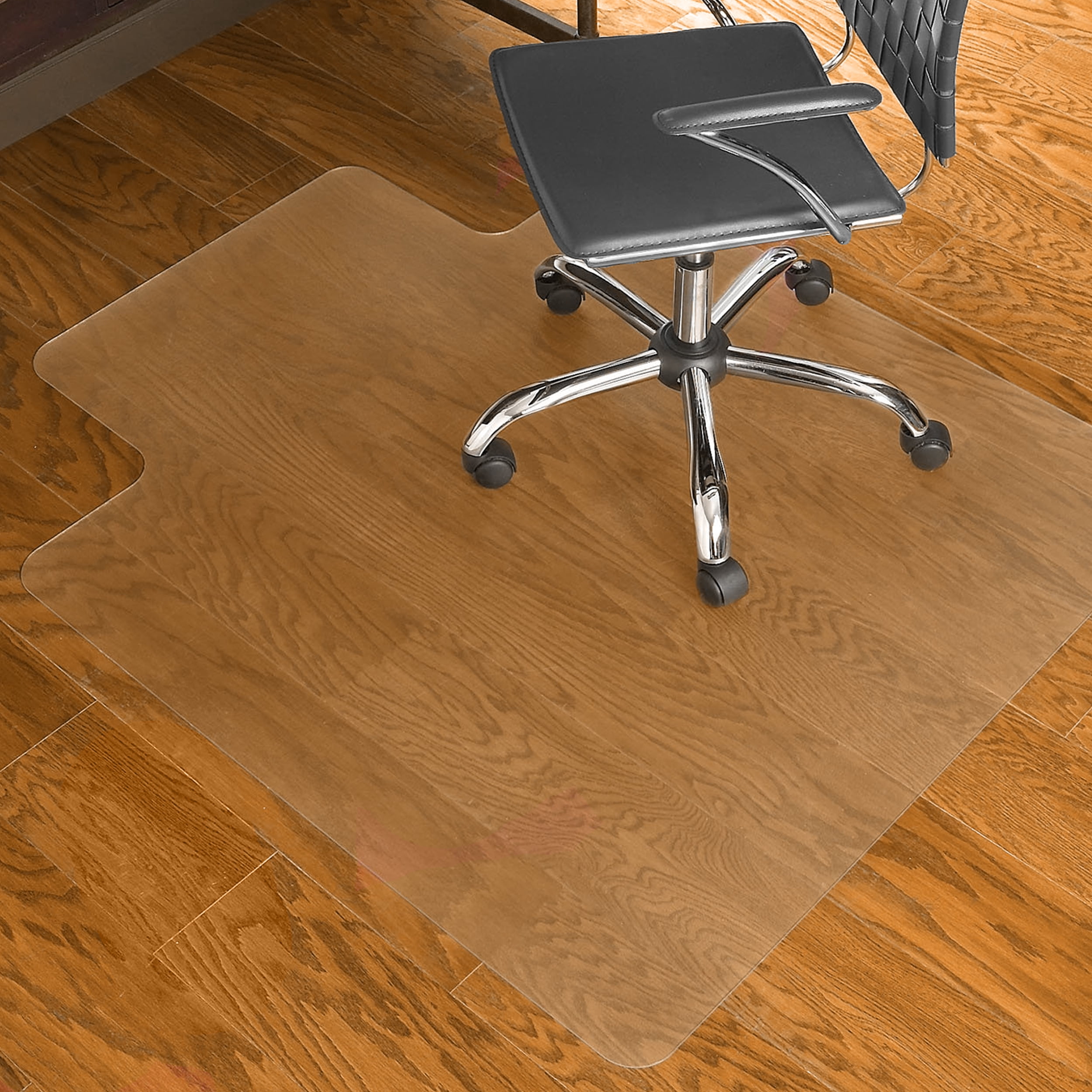 SUMACLIFE 53" x 45" Transparent Vinyl Wood and Tile Floor Protective Chair Mat With Lipped Trim and Studded Anchors for Home and Office Use (2 Pack)