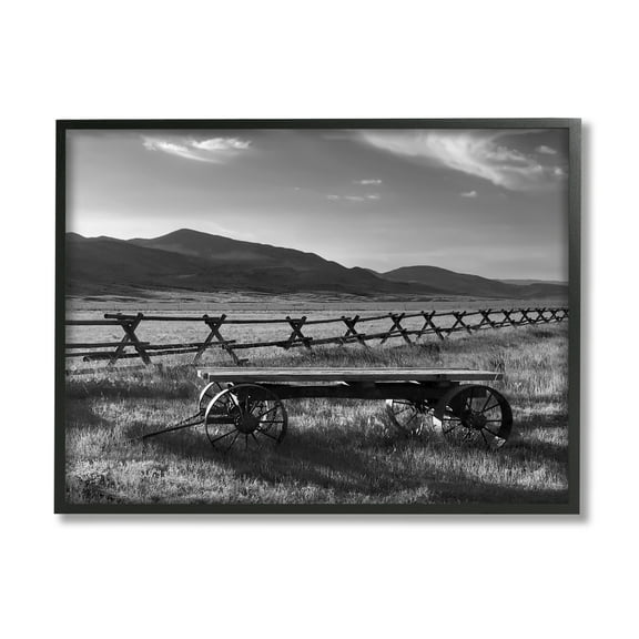 Stupell Industries Country Wagon Scenery Landscape Photography Black Framed Art Print Wall Art, 14 x 11