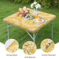 thumbnail image 4 of Yellow Ethnic Floral Pattern Square Fitted Tablecloth with Elastic Edge,Square Table Cover,Washable Elastic Table Cover for Home Kitchen Party Decor 34"x34", 4 of 6