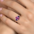 thumbnail image 4 of Gem Stone King 18K Rose Gold Plated Silver Pink Created Sapphire and Blue Created Sapphire Engagement Ring for Women | 1.50 Cttw | Oval 9X7MM | Gemstone September Birthstone | Size 8, 4 of 6