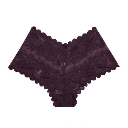 Goodeals Women V Cut Cheeky Panties Sexy Lace Underwear Fashion Sheer Summer Briefs Trendy Solid Color Lingerie Underpants(Wine L)Clearance Sales