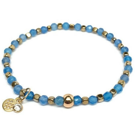 Julieta Jewelry Light Blue Onyx Friendship 14kt Gold over Sterling Silver Stretch Bracelet