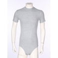 thumbnail image 5 of Lejafay Men's Short Sleeve Undershirt One Piece Leotard Top Press Button Crotch Shirt Bodysuit Slim Grey M, 5 of 7