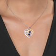 thumbnail image 3 of Gem Stone King Two Tone White Moissanite and Blue Created Sapphire `Forever in My Heart` Engraved Pendant Necklace for Women (1.42 cttw, Heart Shape 5MM, 18 inch Chain), 3 of 3