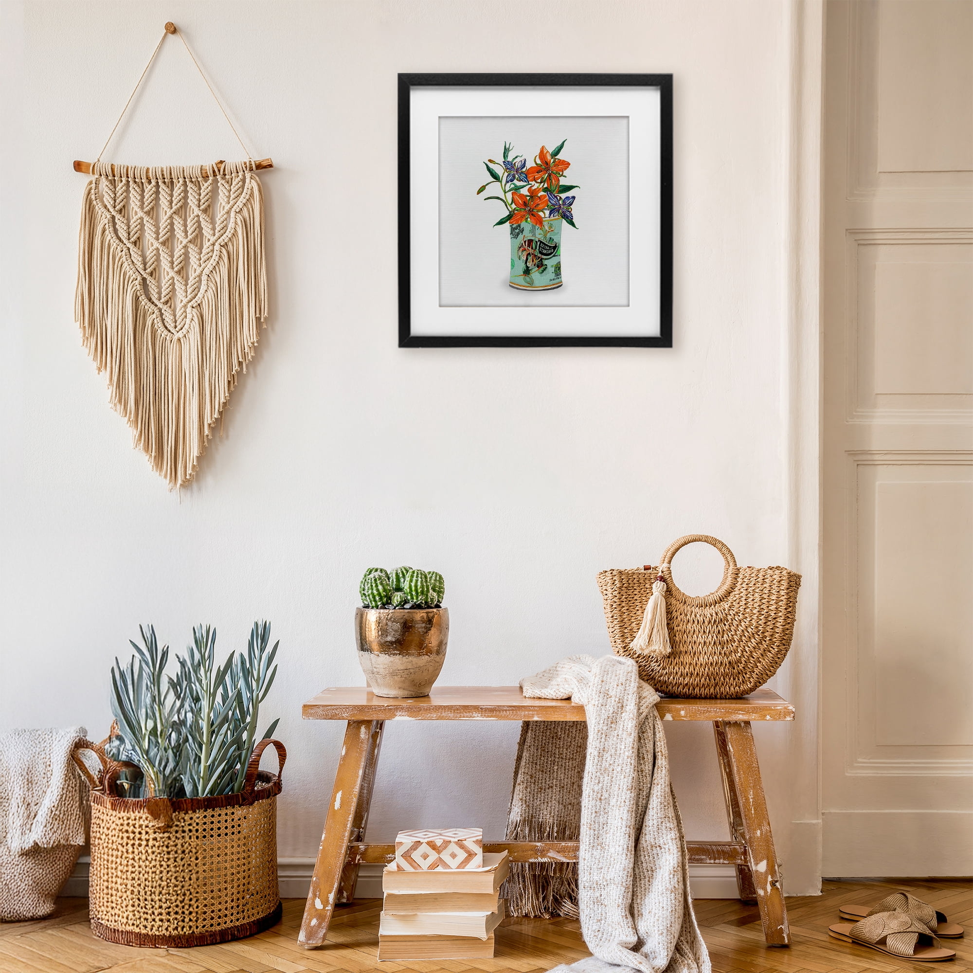 Stupell Industries Lilies in Retro Tin Black Framed Print Under Glass, design by Val Rhodes