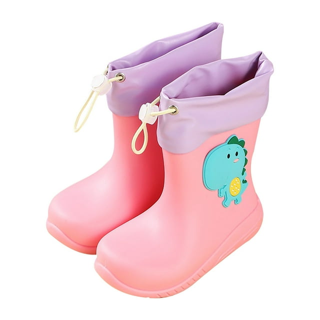 NOKIO Bottes de Pluie Dinosaure pour Enfants Mignonnes Bottes de Pluie Imperméables avec Poignées Faciles à Enfiler Garçons Filles Chaussures de Pluie Légères pour Extérieur