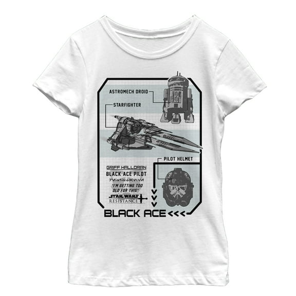 Girl's Star Wars Resistance Ace Schematic Detail Graphic Tee White Medium