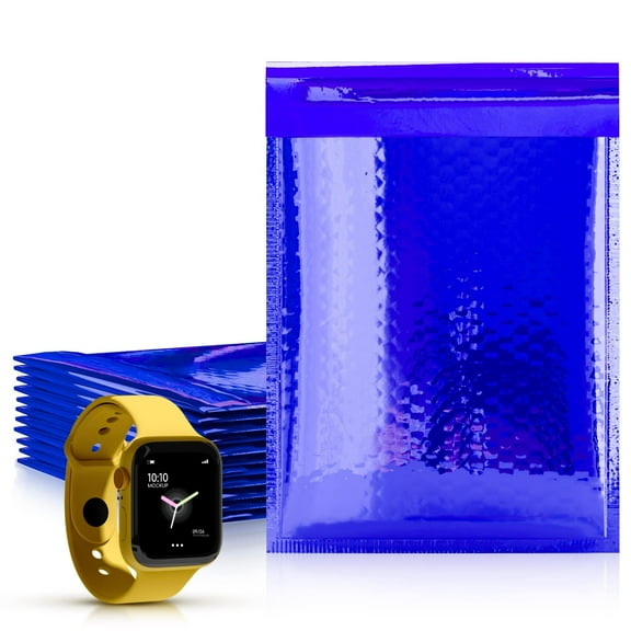 Blue Metallic Bubble Mailers, Padded Self Seal Envelopes, 250 Count, 5 x 9 in