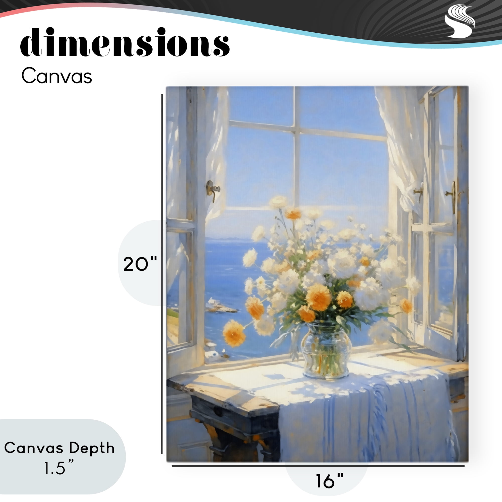 Stupell Industries Floral Window View of Sea Canvas Wall Art, design by Creative Studio