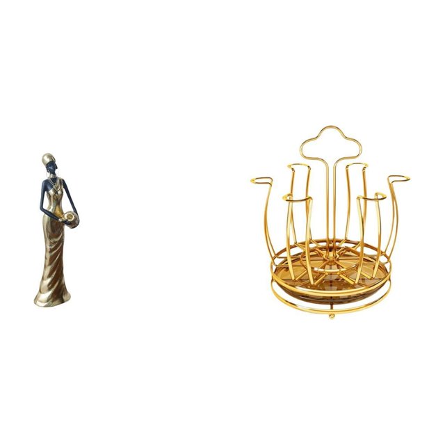 Figura de mujer africana, estatua tribal africana, soporte para tazas, soporte para tazas de café, adorno de resina giratorio para encimera, ideal par
