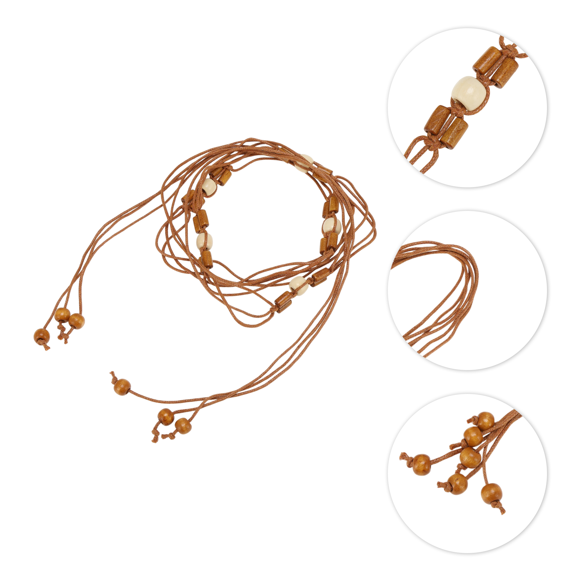 Unique Bargains Hand-beaded Weaving Handmade Cord Belt for Fashionable Styling Brown