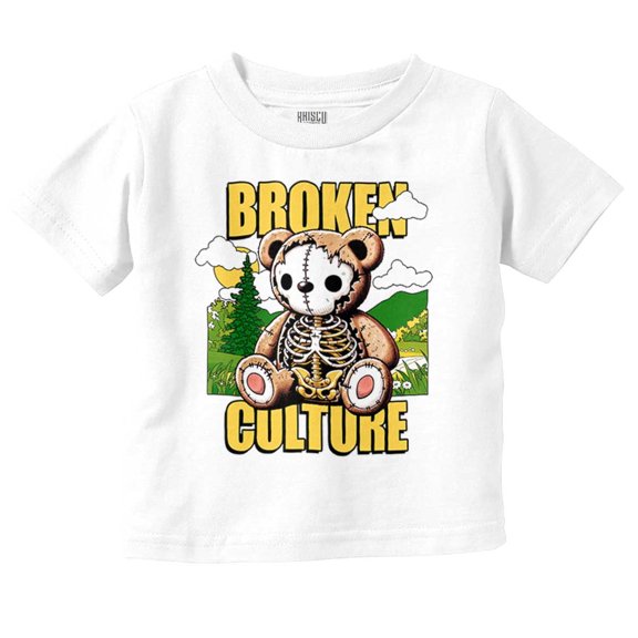 Broken Culture Teddy Bear Skeleton Toddler Boy Girl T Shirt Infant Toddler Brisco Brands 6M