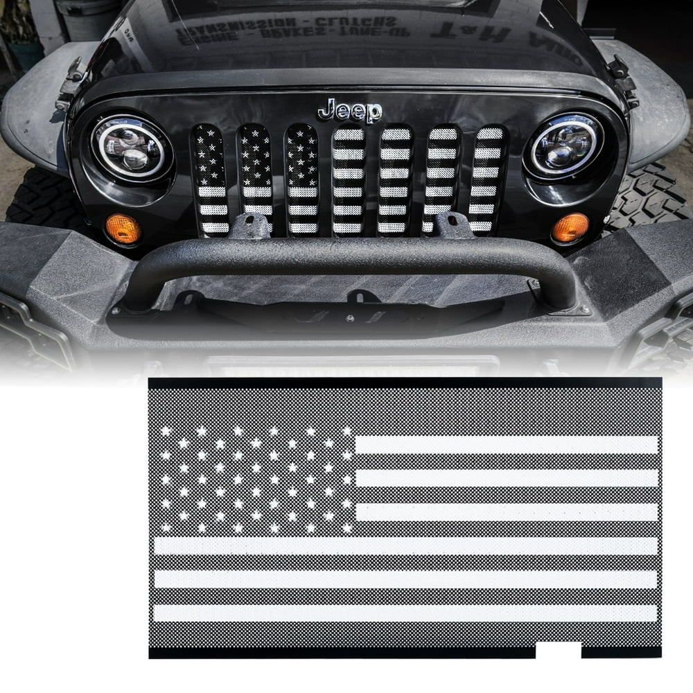 Xprite Mesh Grille Insert with Black & White Flag For JK 20072018 Jeep
