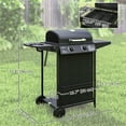 thumbnail image 2 of CoSoTower 2+1 Burner Propane Gas BBQ Grill, Portable Gas Barbecue Grill with Side Burner, Thermometer, Lid, Side Table, Shelf, Spice Rack, Wheels, Grease Cup for Garden, Black, 2 of 7