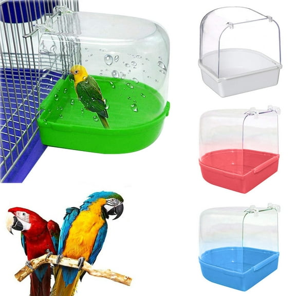 Pet Enjoy Parrot Bath Box,Hangable Clear Bathing Tub for Pet Birds,Bathtub for Parrot,Parakeet,Small Birds Canary,Bird Cage Supplies Accessories