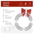 thumbnail image 4 of HHBEAUTY 60in Pre-Lit Outdoor Christmas Wreath Decoration, LED Metal Holiday Decor for Home Exterior, Garden w/ 206 Lights, Bow - Silver/Red, 4 of 7