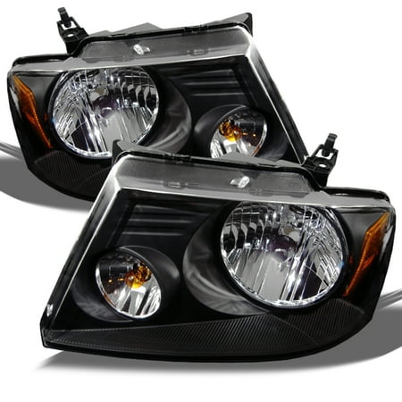 Fits 04-08 Ford F150 /06 Lincoln Mark LT Black Headlights Headlamps (Best Aftermarket Headlights F150)