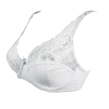 

Pedort Strapless Bra For Big Busted Women Women s Front Closure Posture Bra Full Coverage Back Support Wireless Comfy Unpadded White XL