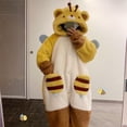 thumbnail image 5 of Womens Cute Bee Pajamas Onesie Soft Fuzzy Bee Face Hood Full Length Jumpsuit Sleepwear Hooded Long Sleeve for Winter Union Suits L, 5 of 6