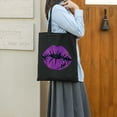 thumbnail image 5 of Leisuo 2 Pcs Canvas Tote Bags Cute Aesthetic Tote Bags with Zipper Purple Kissing Party Supplies Black, 5 of 8