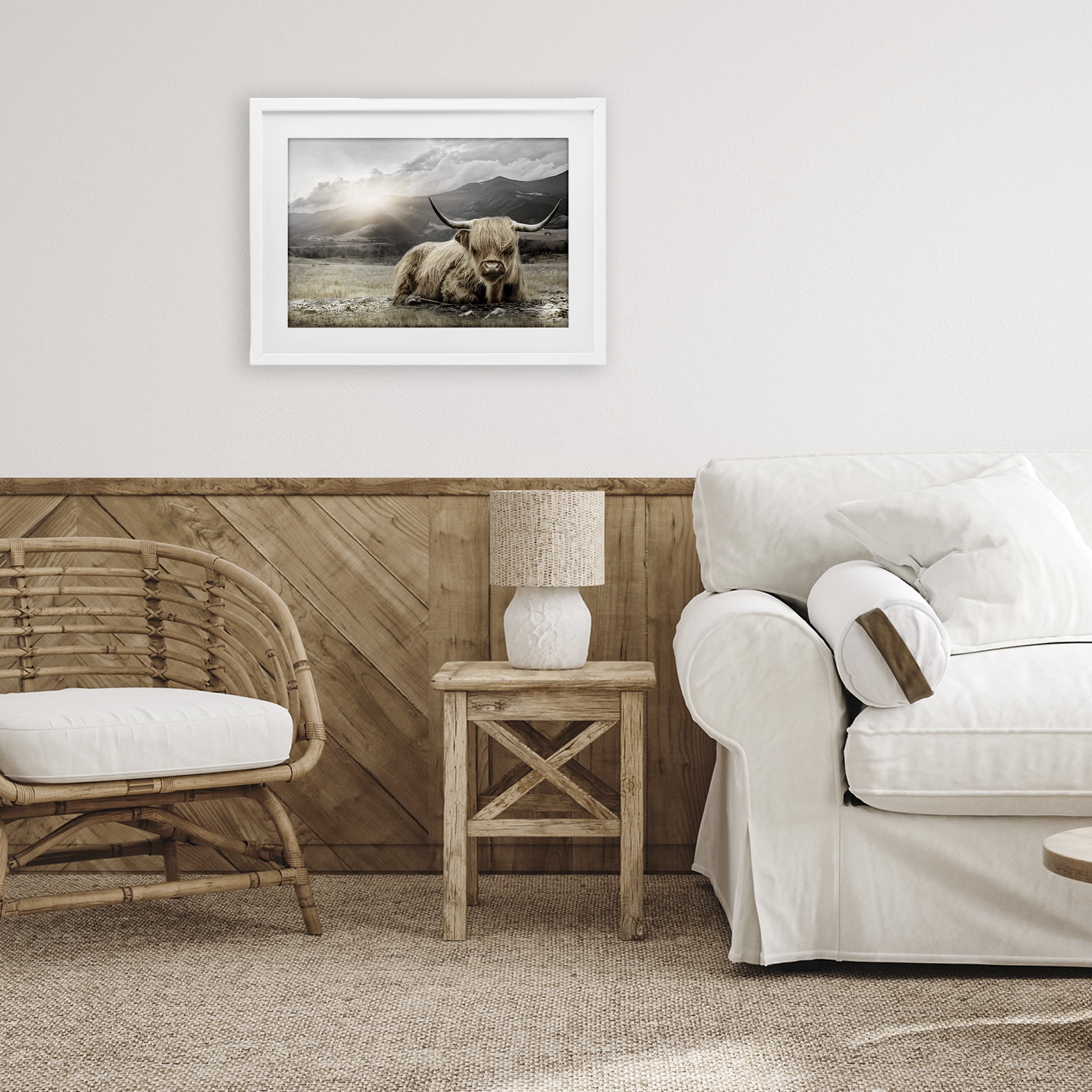Stupell Industries Cattle Resting in Morning Sun White Framed Print Under Glass, design by CAD Designs
