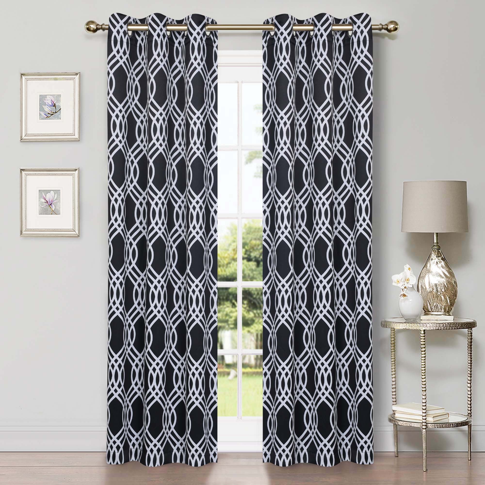 Superior Ribbon Blackout Curtains Set of 2, Rod Pocket Cutain Panel Pair, Teal, 26"W x 63"L
