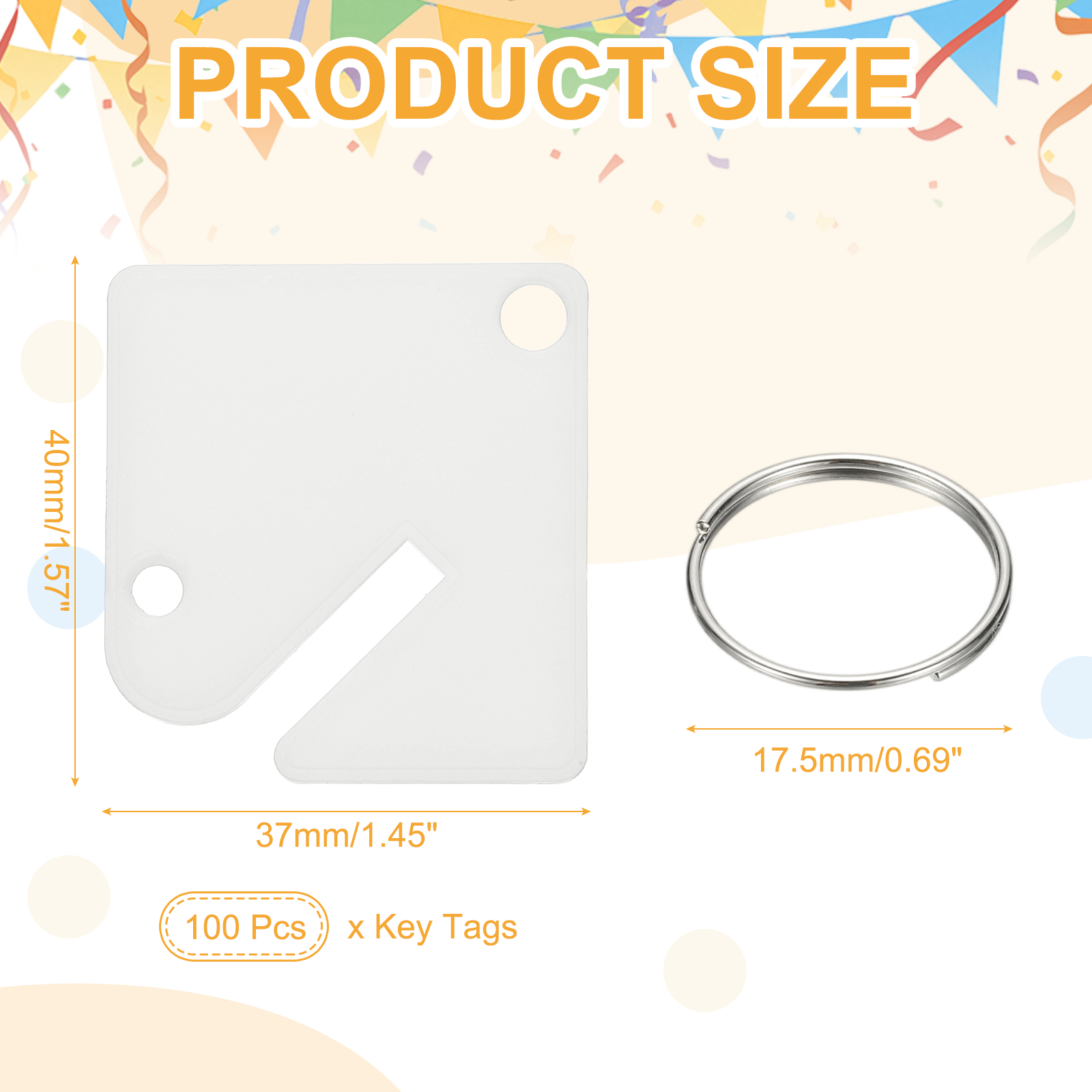 Uxcell 100 Pcs Key Tags, 1.5" Plastic Hanging Tag Slotted Key Tags Square Blank Writeable Durable with Metal Ring for Cabinet Boxes Lockers Identifiers Home Garage, White