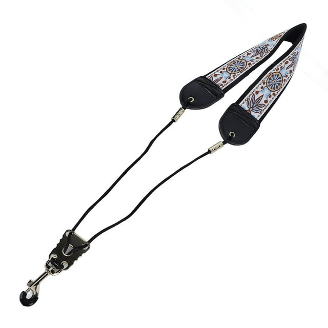 Sangle de Cou pour Saxophone Broderie Sangle de Cou pour Sax Alto Ténor Accessoires d'Instrument Réglables avec Crochet en Métal