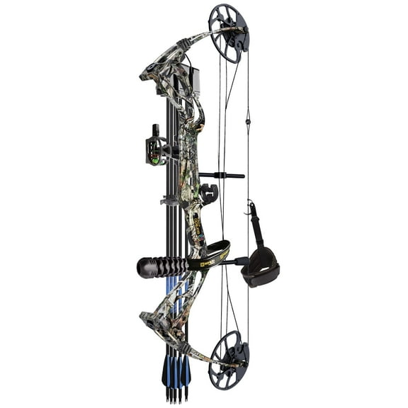 Sanlida DragonX8 RTH Adjustable Compound Bow Package, Camo, 18”-31” Draw Length, 0-70lbs Draw Weight, Up to 310FPS