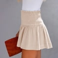 thumbnail image 4 of UDAUDU Womens Linen Shorts Smocked High Waisted 2026 Summer Shorts Trendy Ruffle Wide Leg Short Boho Beach Short Beige M, 4 of 7