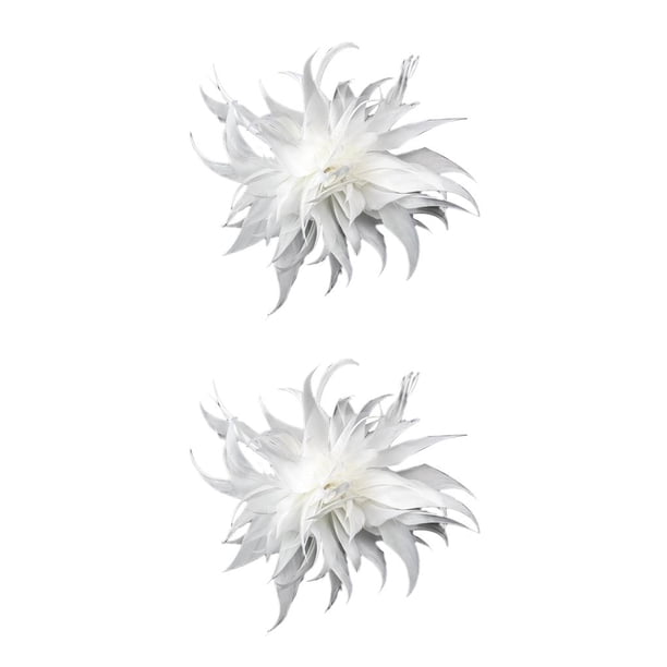 Qarigey Broche de plumas para mujer, decoración para boda, Halloween, blanco Type1
