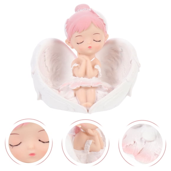 YOSADIER Angel Figurine Pink Resin Decoration For Hotel 1Pack